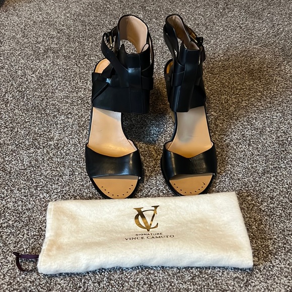 Vince Camuto Signature Ankle Buckle Block Heels - Picture 2 of 5